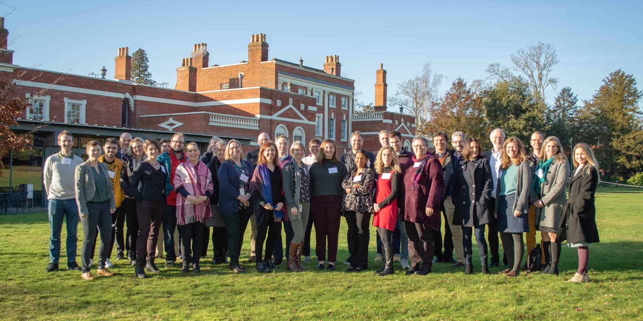 The 30 participants at the ASAPbio 2020 workshop in a group photo in front of Hinxton Hall